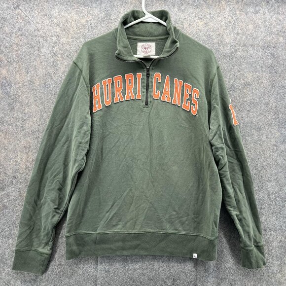 47 Other - Miami Hurricanes Sweater Men Large Pullover Green 1/4 Zip Sweatshirt VTG 47’